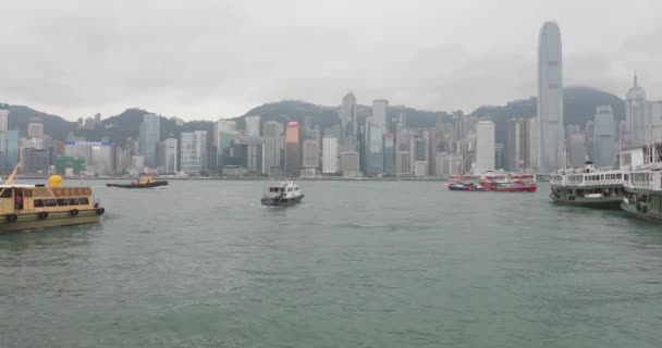 Hong Kong China April 2017 Boats Ferry Victoria Harbour Hong — Stock Video
