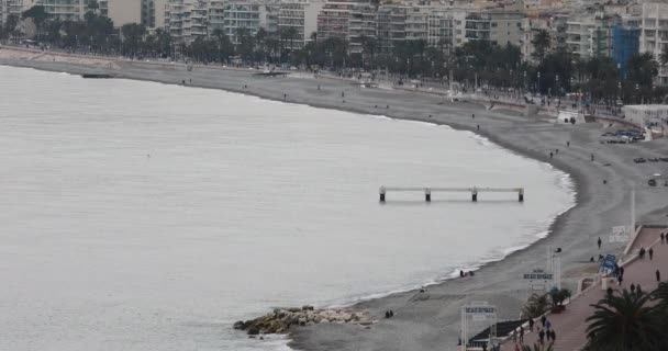 Niza Francia Enero 2018 Playa Paseo Marítimo Día Invierno Niza — Vídeo de stock
