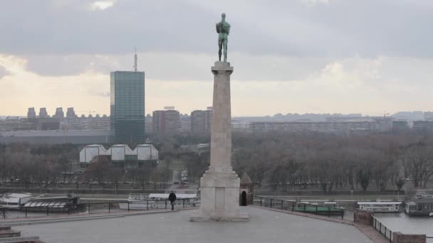 Belgrado Sérvia Dezembro 2018 Nova Vista Belgrado Fortaleza Kalemegdan Belgrado — Vídeo de Stock