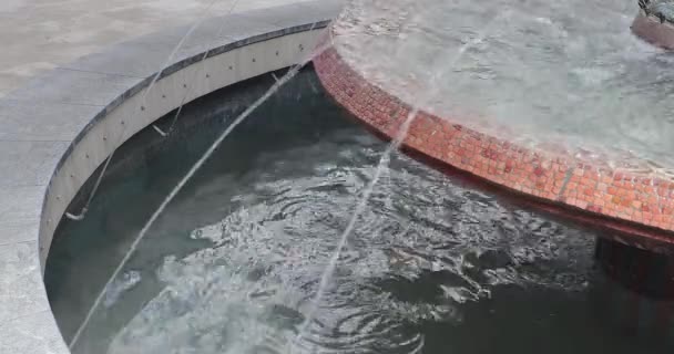 Cirkel Decoratieve Water Fontein Stads Park — Stockvideo