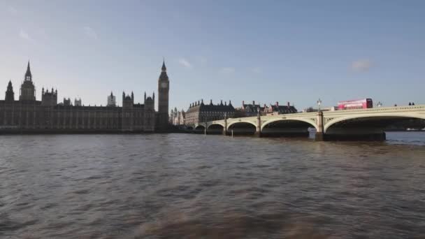 Londres Reino Unido Novembro 2013 Westminster Bridge Clock Tower Thames — Vídeo de Stock