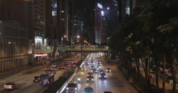 Hong Kong Cina Aprile 2017 Traffico Notturno Auto Strada Wan — Video Stock