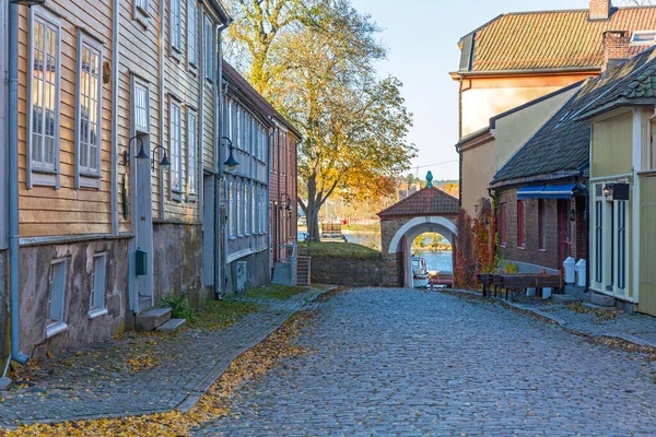 Historic Town Street Gamlebyen Fredrikstad Noruega —  Fotos de Stock