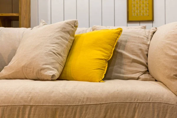 Many Pillows Sofa Living Room — Stock Photo, Image