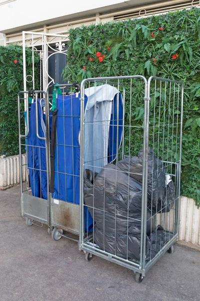 Bags Clothing Laundry Carts Back Hotel — Stock Photo, Image