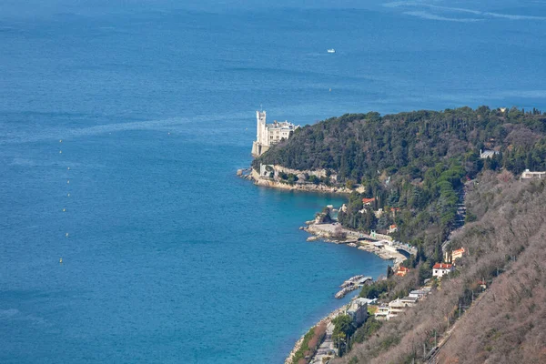 Vue Aérienne Château Miramare Près Trieste Italie — Photo