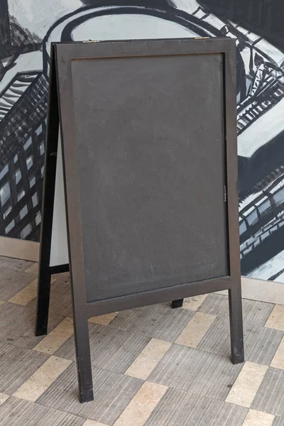 Empty Black Board Front Restaurant — Stock Photo, Image