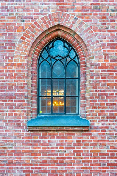 Janela Gótica Igreja Domkirke Fredrikstad Noruega — Fotografia de Stock