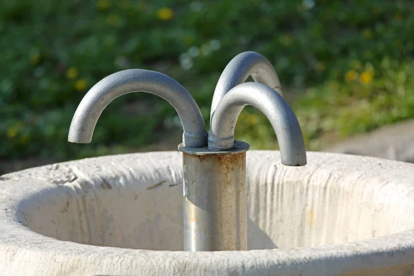 Three Water Pipes Small Drinking Fountain Park — Stock Photo, Image