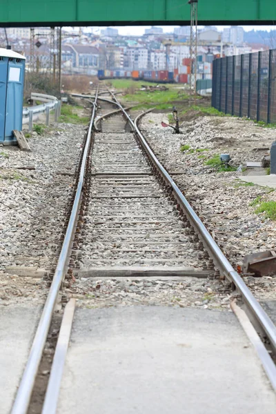 Rails Bridge Railway Met Turnout Switch — Stockfoto