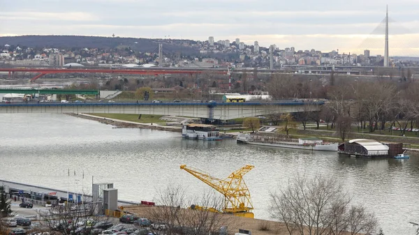 Broar Över Floden Sava Belgrad Serbien — Stockfoto