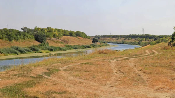 Künstliche Wasserkanalkurve Der Vojvodina Serbien — Stockfoto
