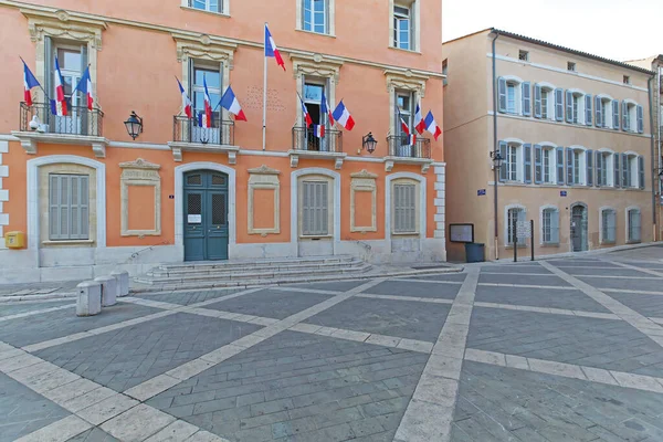 Saint Tropez France July 2013 Luxury Hotel Ville French Flags — 스톡 사진