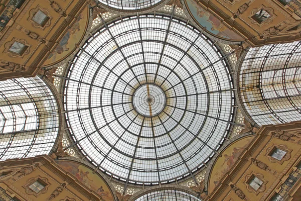 Milan Italy July 2013 Skylight Dome Golden Frescos Oldest Shopping — Stock Photo, Image