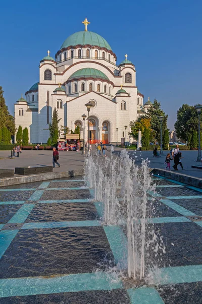 Belgrad Serbia Października 2019 Biały Marmur Cerkiew Sawy Belgradzie Serbia — Zdjęcie stockowe