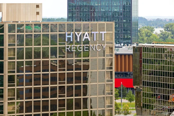 Белград Сербия Июня 2019 Года American Hyatt Regency Hotel Sign — стоковое фото