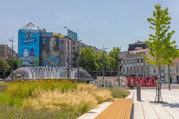 Belgrad Serbia Czerwca 2019 Plac Slavija Słoneczny Letni Dzień Belgradzie — Zdjęcie stockowe