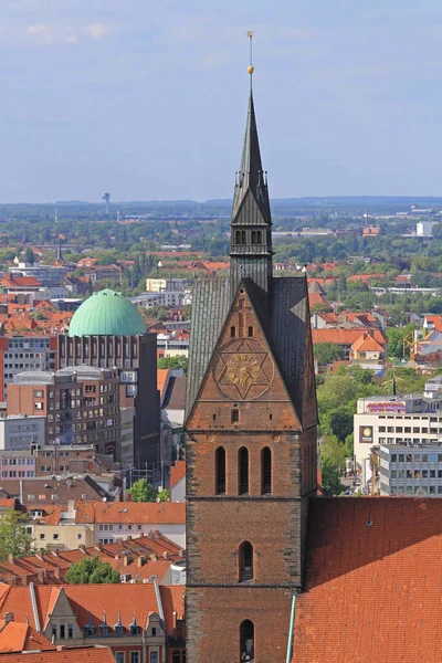 Hanower Niemcy Maj 2011 Katedra Marktkirche Wieża Kościelna Słoneczny Dzień — Zdjęcie stockowe