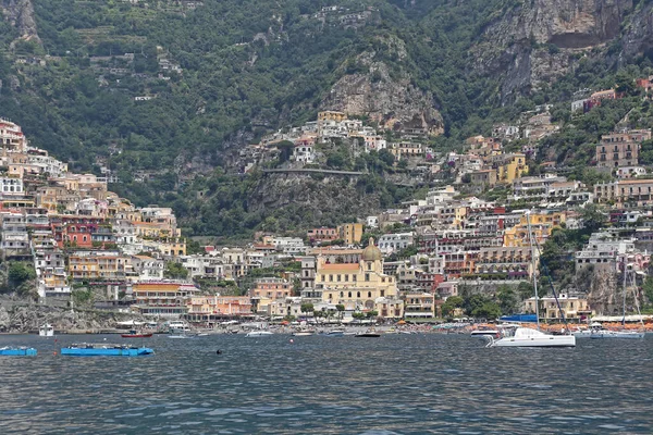 Positano Olaszország Június 2014 Festői Cliff Town Amalfi Coast Seascape — Stock Fotó