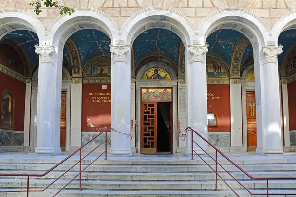 Athènes Grèce Mai 2015 Entrée Église Orthodoxe Sainte Eirini Athènes — Photo