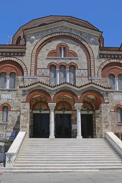 Piraeus Greece May 2015 Entrance Holy Orthodox Christian Church Agia — 스톡 사진
