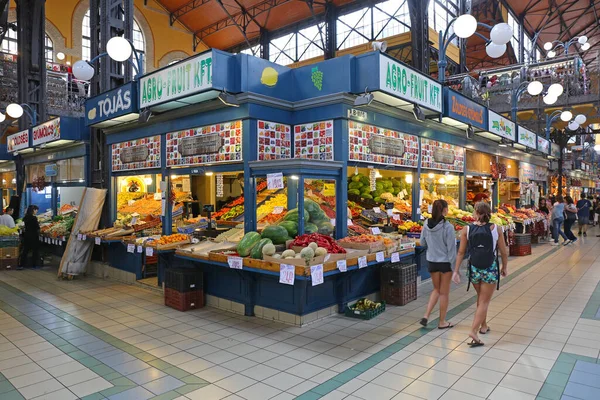 Budapest Hongrie Juillet 2015 Magasins Produits Agricoles Central Market Hall — Photo