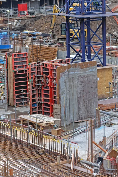 Scaffolding Concrete Forms Construction Site London — Stock Photo, Image