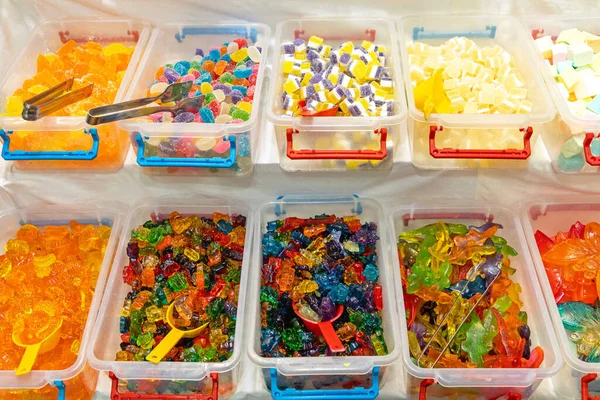 Πολλές Καραμέλες Gummy Γεύσεις Χύμα Κουτιά Ποικιλία — Φωτογραφία Αρχείου