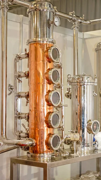 Copper Column Apparatus Equipment Distillery — Stock Photo, Image