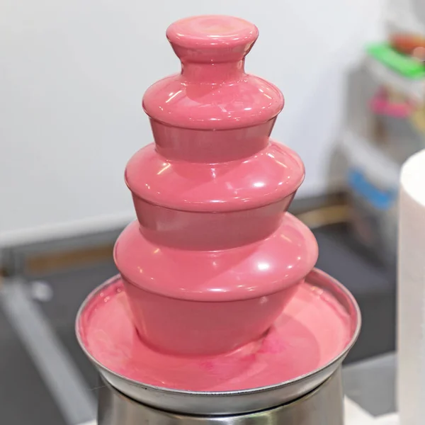 Fonte Fondue Chocolate Rosa Multi Layer Tower — Fotografia de Stock