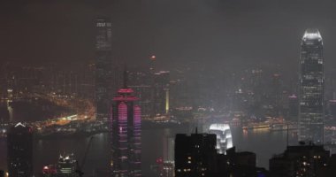 Victoria Tepesinden Hong Kong 'da Gece Gökdelenleri