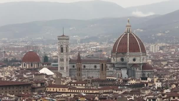 Katedra Duomo Florencja Toskania Włochy Zimowy Dzień Zoom — Wideo stockowe