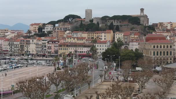 Cannes City Frankrijk Koude Winterdag — Stockvideo