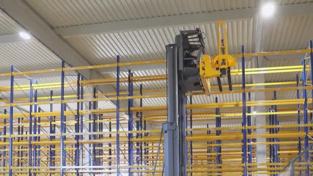 Boş Dağıtım Deposunda Forklift Yükseklik Yığını — Stok video