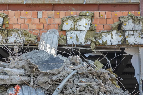 Edificio Crollato Città Dopo Danni Del Terremoto — Foto Stock