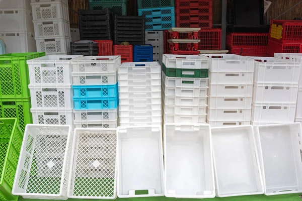 발송용 플라스틱 Crate Transport Boxes — 스톡 사진