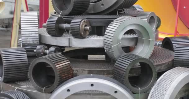 Rodas Dentadas Engrenagens Metal Giro Peças Para Máquina — Vídeo de Stock