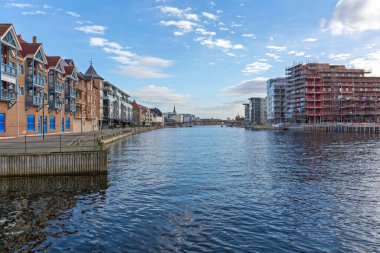 Fredrikstad Norveç 'teki Kanal İnşaat' ta Sonbahar Günü