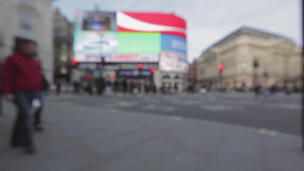 Διαφημίσεις Blurry Neon Lights Στο Piccadilly Circus London — Αρχείο Βίντεο