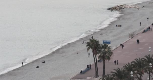 Nicea Francja Stycznia 2018 Plaża Plagi Opery Riwierze Francuskiej Zimowy — Wideo stockowe