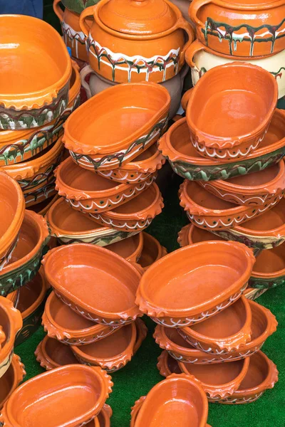 Pentole Tradizionali Terracotta Ceramica Cottura Lenta — Foto Stock