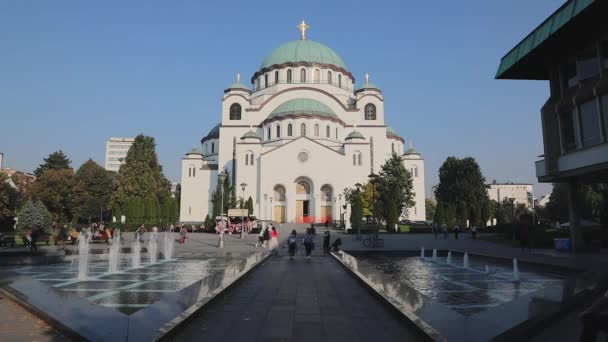 Belgrad Sırbistan Ekim 2019 Belgrad Sırbistan Daki Beyaz Mermer Saint — Stok video