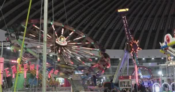 Belgrad Serbien December 2019 Winter Fun Fair Nöjespark Ride Stora — Stockvideo