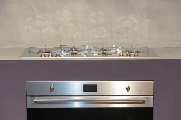 Gas Stove Dan Oven Modern Kitchen — Stok Foto