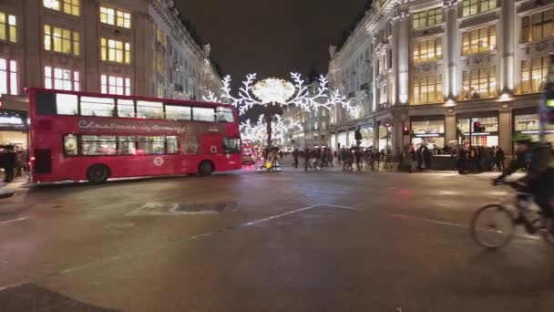 Londen Verenigd Koninkrijk November 2013 Kerstverlichting Oxford Circus Intersection Winter — Stockvideo