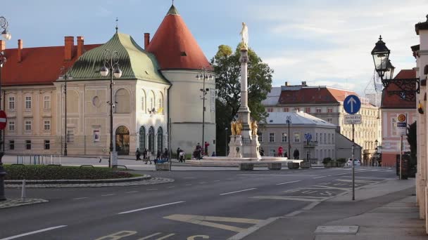 Zagreb Croacia Noviembre 2019 Monumento Asunción Virgen María Otoño Zagreb — Vídeo de stock