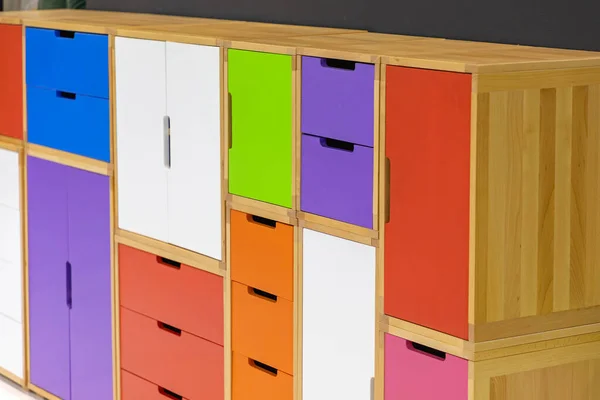 Colourful Wardrobe Closet Cabinet Childrens Room — Stock Photo, Image