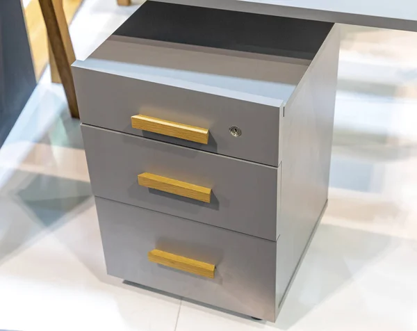 Grey Drawers Cabinet Desk Office — Stock Photo, Image