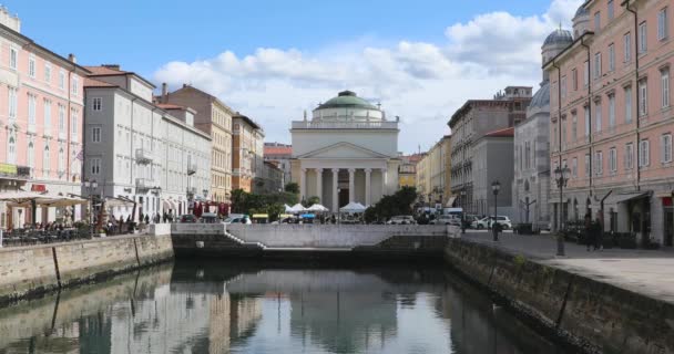 Trieste Italia Marzo 2020 Chiesa San Antonino Nuovo Canal Grande — Video Stock