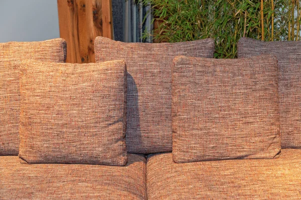 Veel Bruine Kussens Textiel Sofa Home Decor — Stockfoto